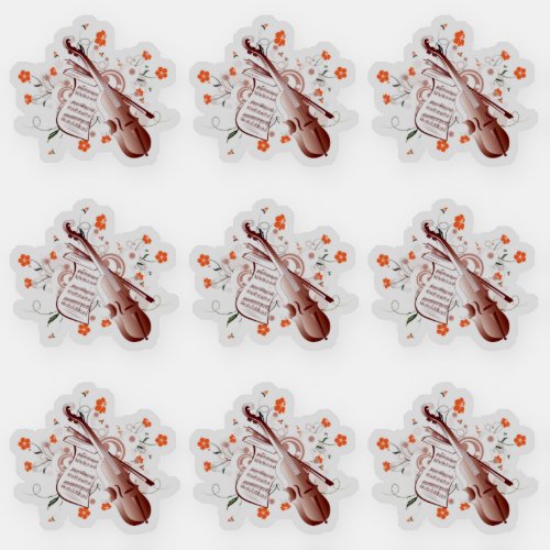 Floral Violin Envelope Seal Stickers