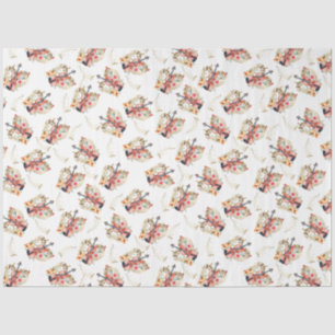 Floral Violins Gold Music Notes Christmas Holiday Tissue Paper