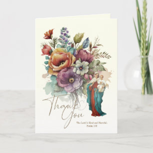 Floral Virgin Mary Condolence Funeral Thank you Card