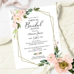 Floral Virtual Bridal Shower Budget Invitation