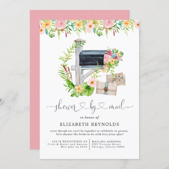 Floral Virtual Bridal Shower By Mail Invitation