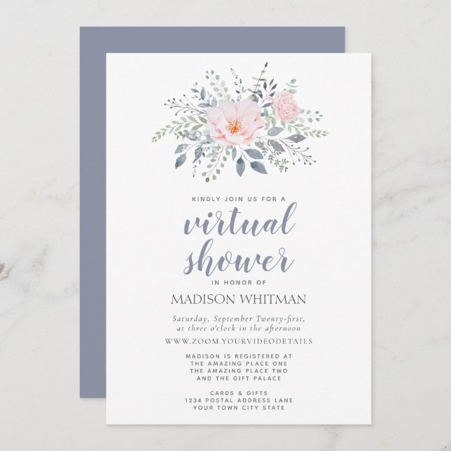 Floral Virtual Shower Invitation (Front/Back)