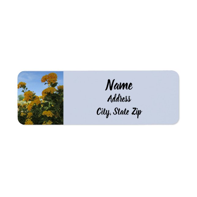 Floral Vivid Yellow Lantana Photo Flower Label (Front)