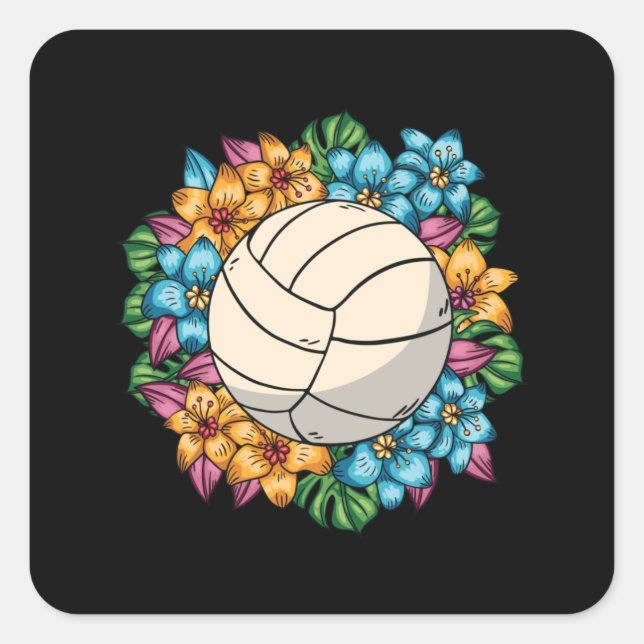 FLORAL VOLLEYBALL SQUARE STICKER (Front)