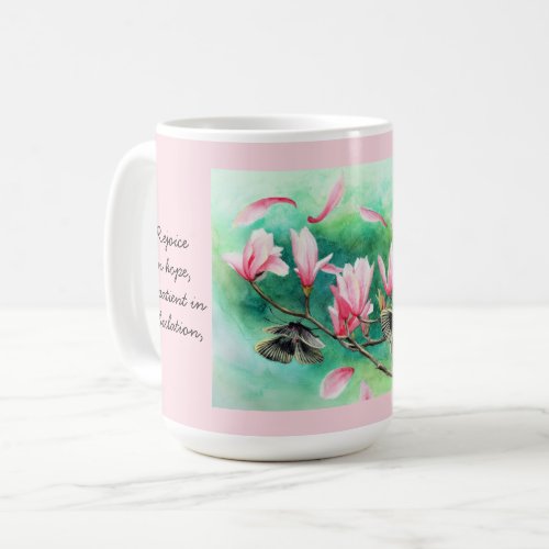 Floral w Butterflies with Verse Romans 1212 Coffee Mug