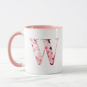 Floral W Initial Mug Personalized Name & Traits