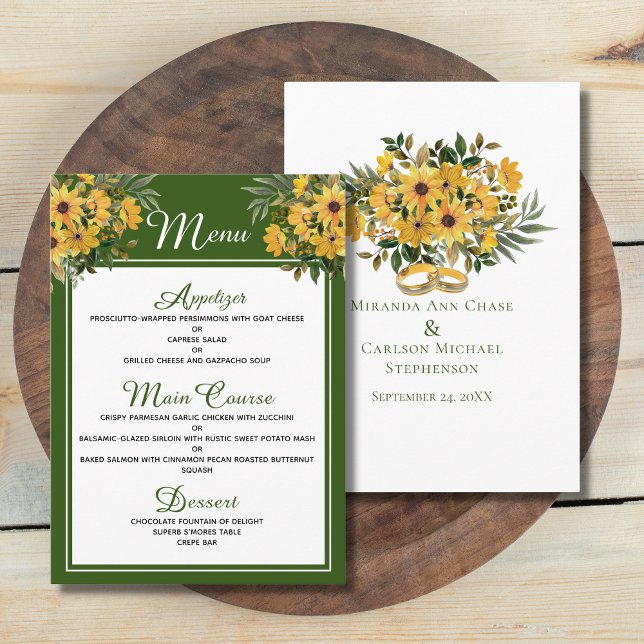 Floral w/ Rings 4.5" x 6.25" Flat Menu Card (Creator Uploaded)