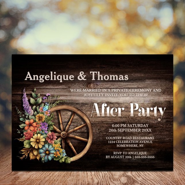Floral Wagon Wheel Wedding After Party Invitation (Creator Uploaded)