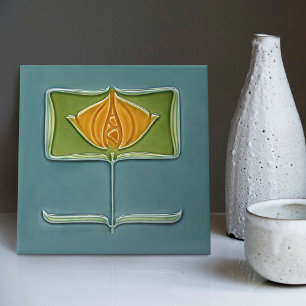 Floral Wall Decor Art Nouveau Vintage Abstract Cer Ceramic Tile