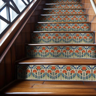 Floral Wall Decor Art Nouveau Vintage Deco Ceramic Tile