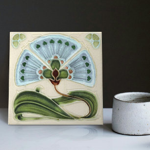 Floral Wall Decor Art Nouveau Vintage Deco Ceramic Tile