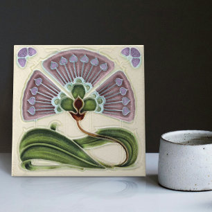 Floral Wall Decor Art Nouveau Vintage Deco Ceramic Tile