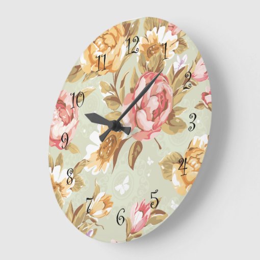 Floral Wall Decor Clock Zazzle
