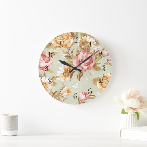 Floral Wall Decor Clock | Zazzle