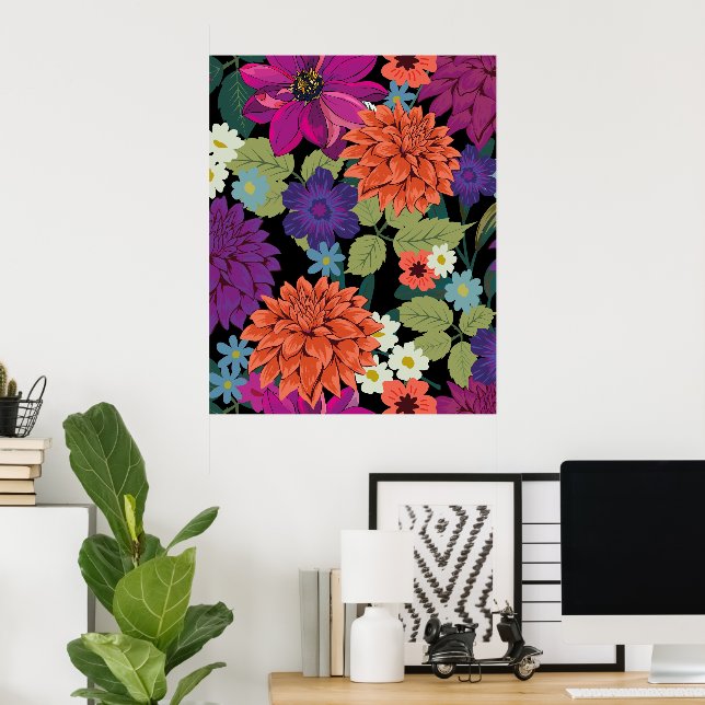 Floral wall decor poster  (Home Office)