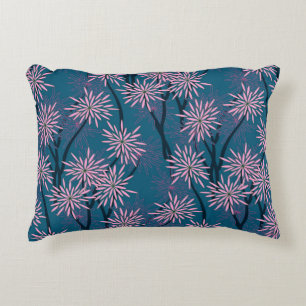 Floral wallpaper: Asian navy blue, pink. Accent Pillow