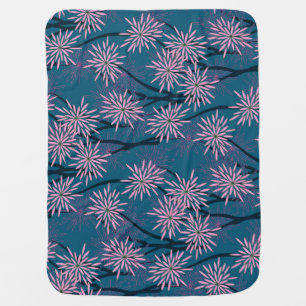 Floral wallpaper: Asian navy blue, pink. Baby Blanket
