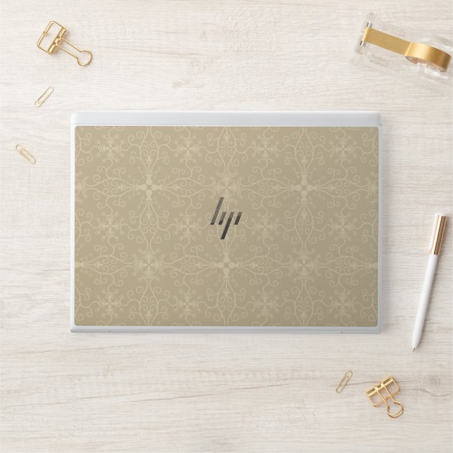 Floral Wallpaper Beige HP Laptop Skin (Desk)