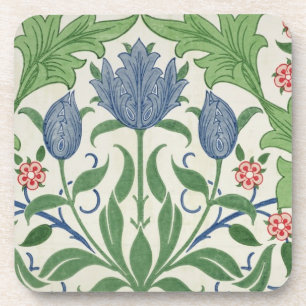 Floral wallpaper design beverage coaster