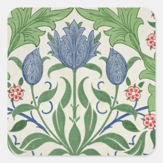 Floral wallpaper design square sticker (Front)