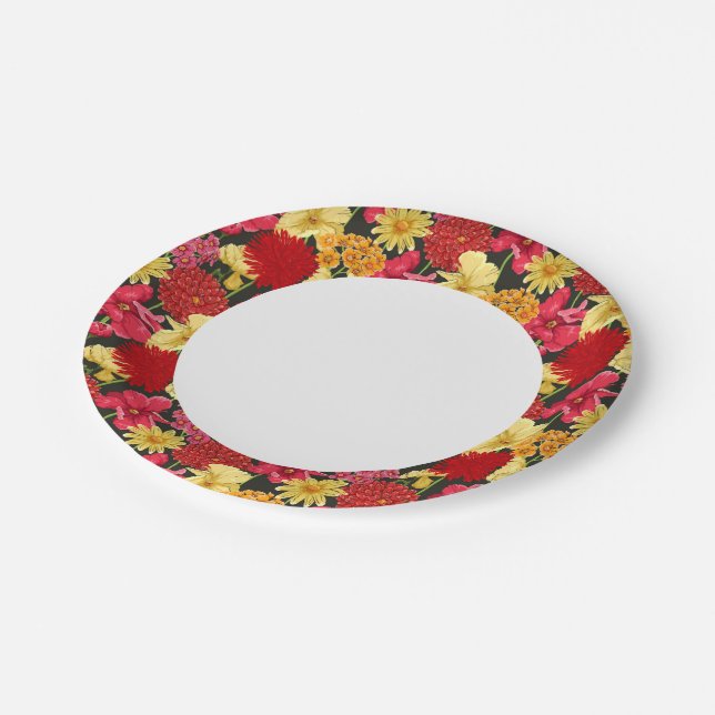 Floral wallpaper in watercolor style paper plates (Angled)