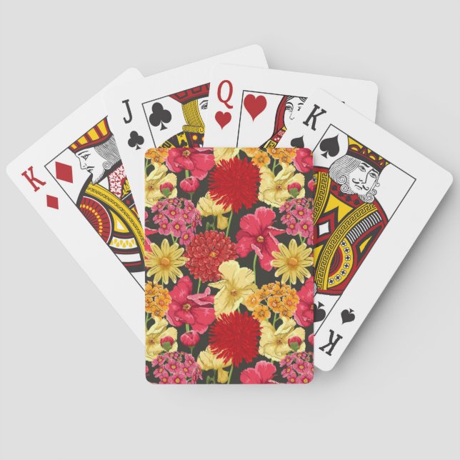 Floral wallpaper in watercolor style poker cards (Back)