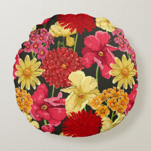 Floral wallpaper in watercolor style round pillow