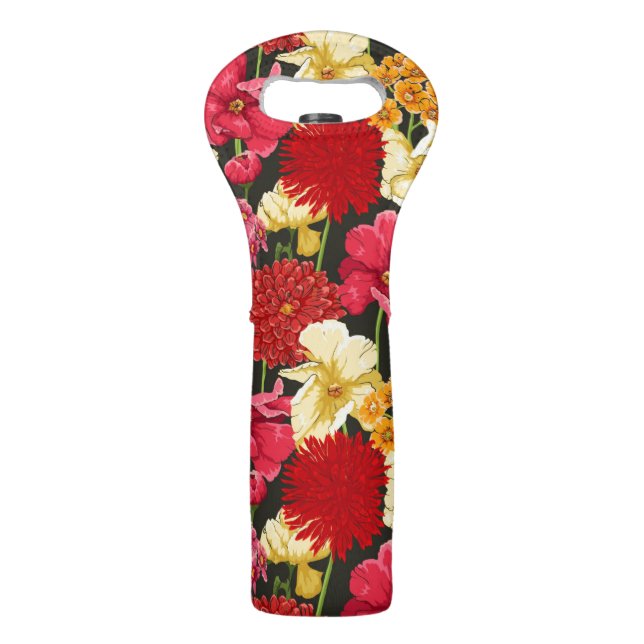 Floral wallpaper in watercolor style wine bag (Front)