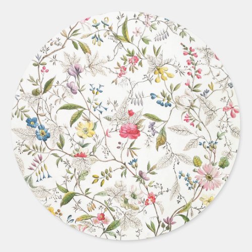 Floral Wallpaper Pattern Classic Round Sticker