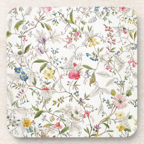 Floral Wallpaper Pattern Drink Coaster