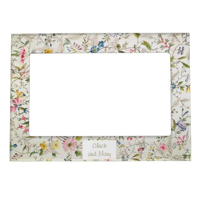 Floral Wallpaper Pattern Magnetic Picture Frame (Front)