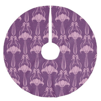 Floral Wallpaper Pink Violet Design Brushed Polyester Tree Skirt