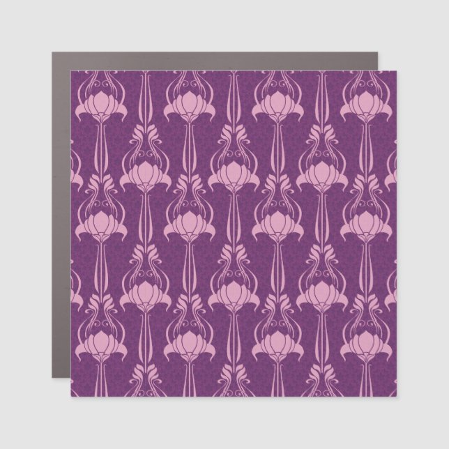 Floral Wallpaper Pink Violet Design Car Magnet (Front)