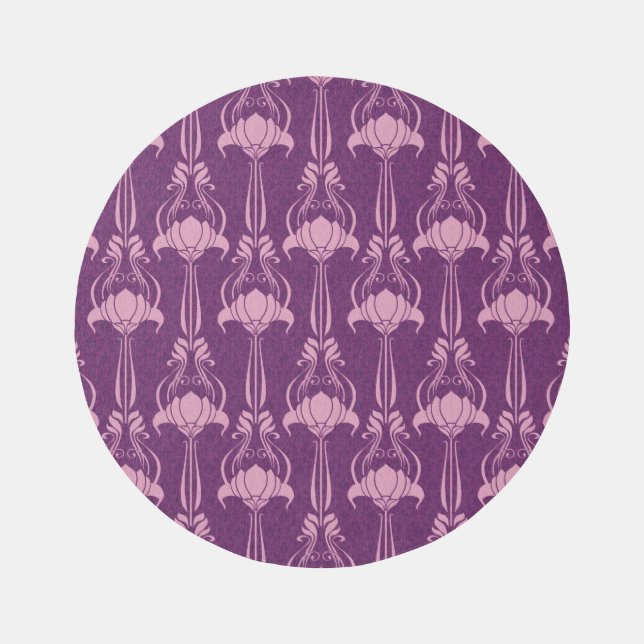 Floral Wallpaper Pink Violet Design Rug (Front)