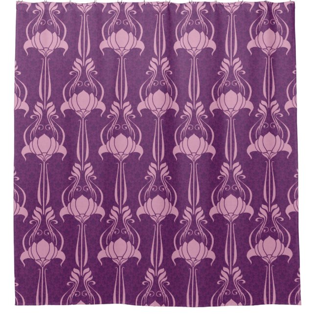 Floral Wallpaper Pink Violet Design Shower Curtain (Front)