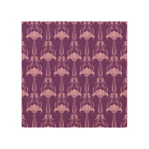 Floral Wallpaper Pink Violet Design Wood Wall Art