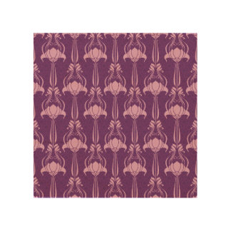 Floral Wallpaper Pink Violet Design Wood Wall Art