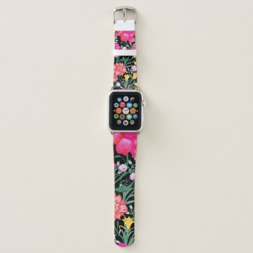 Floral Wallpaper with Big Flowers Seamless Patter Apple Watch Band