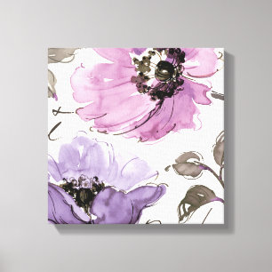 Floral Waltz Plum Watercolor Flowers Canvas Print