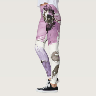 Floral Waltz Plum Watercolor Flowers Leggings