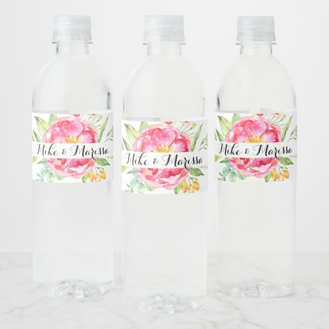 Floral Water Bottle Labels (Bottles)