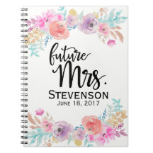 Floral Water Color Future Mrs. Notebook