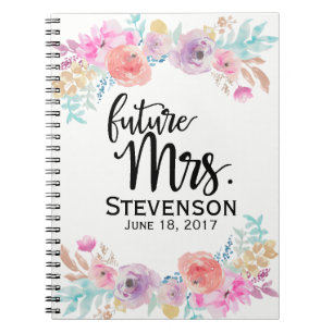 Floral Water Color Future Mrs. Notebook