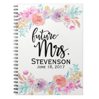 Floral Water Color Future Mrs. Notebook