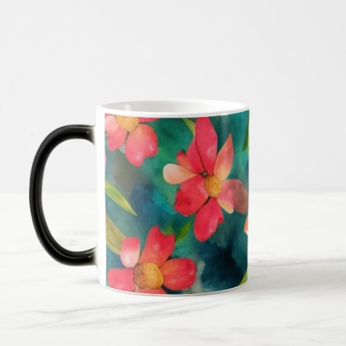 Floral Water Color Pattern Design Magic Mug