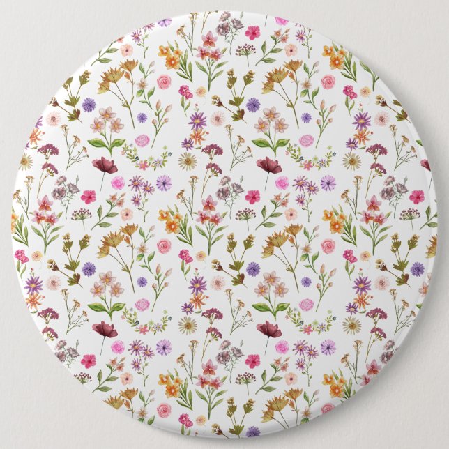 floral water color pattern- pink, purple, green button (Front)