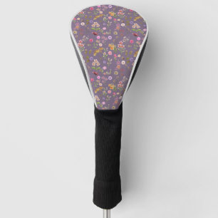 floral water color pattern- pink, purple, green- golf head cover