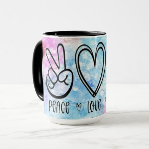 Floral Water Color Peace Love Dog Mug