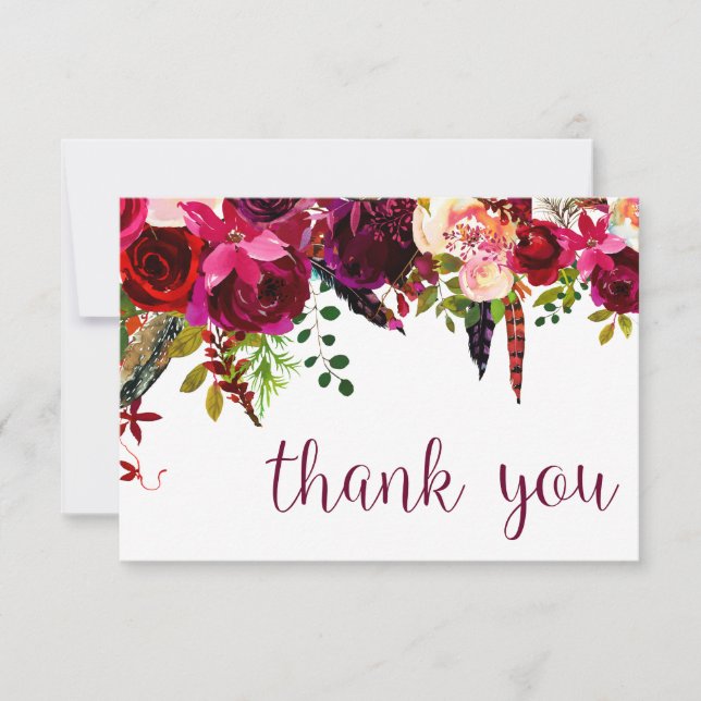 Floral Water Color Thank You Card (Front)