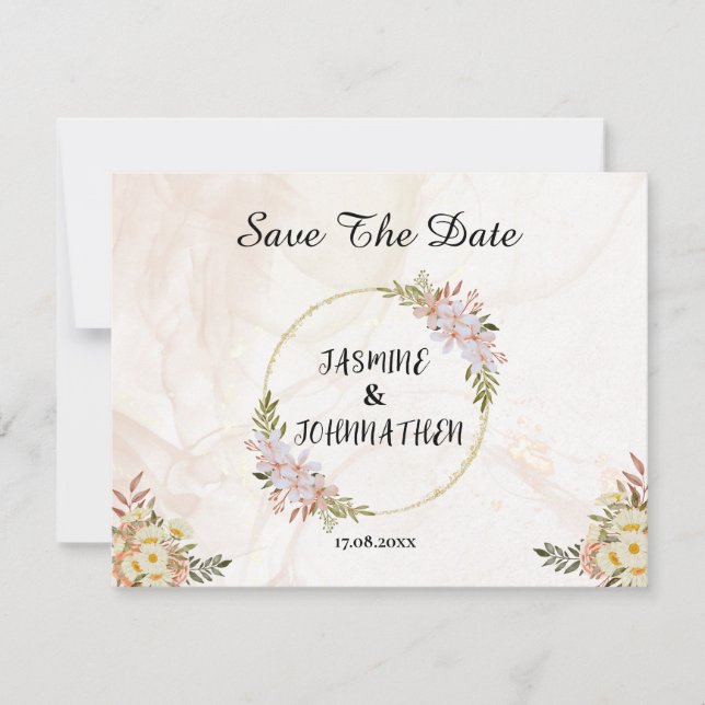 Floral Water colour red and white flowers Wedding Note Card (Front)